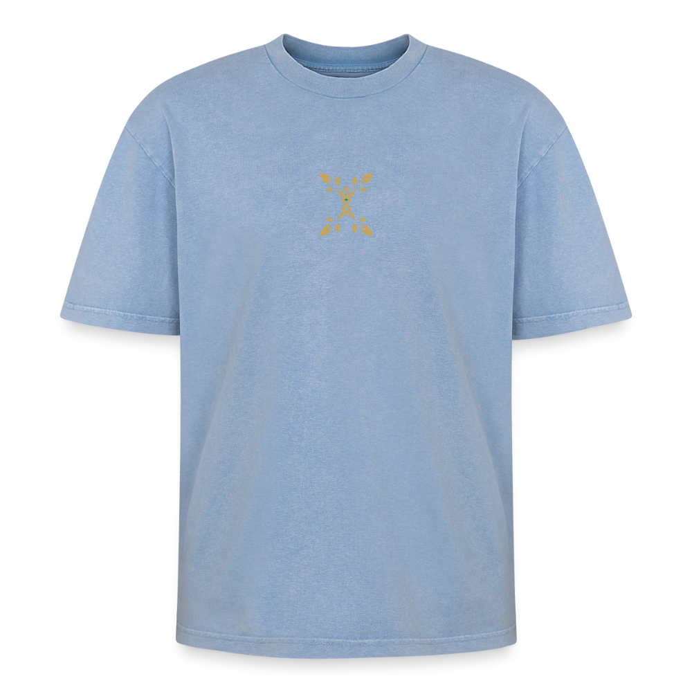 Pravilo- Klaus Oversized Unisex Premium Acid-Washed T-Shirt - Blau Acid Wash