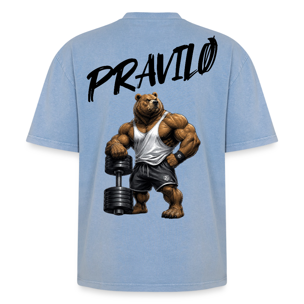 Pravilo- Klaus Oversized Unisex Premium Acid-Washed T-Shirt 2.0 - Blau Acid Wash