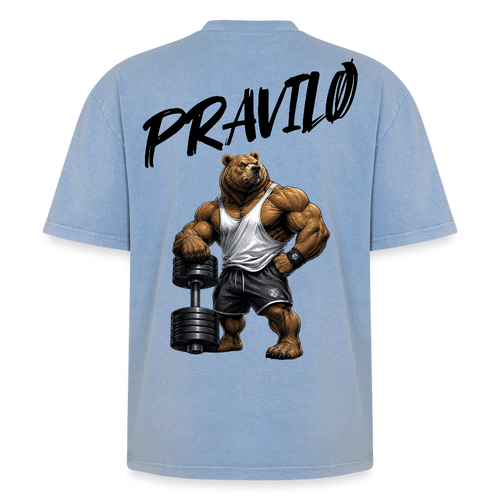 Pravilo- Klaus Oversized Unisex Premium Acid-Washed T-Shirt 2.0 - Blau Acid Wash