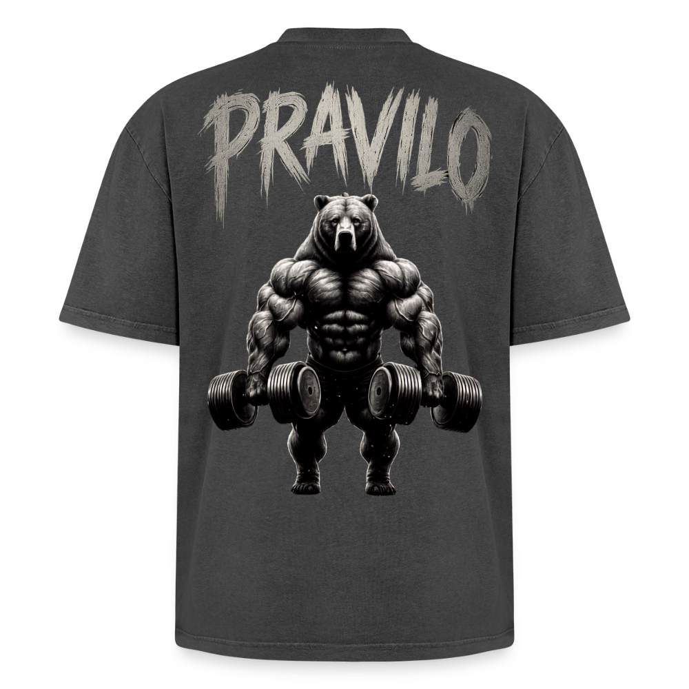 Pravilo- Klaus Oversized Unisex Premium Acid-Washed T-Shirt - Schwarz Acid Wash