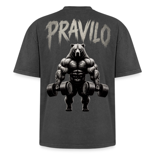 Pravilo- Klaus Oversized Unisex Premium Acid-Washed T-Shirt - Schwarz Acid Wash