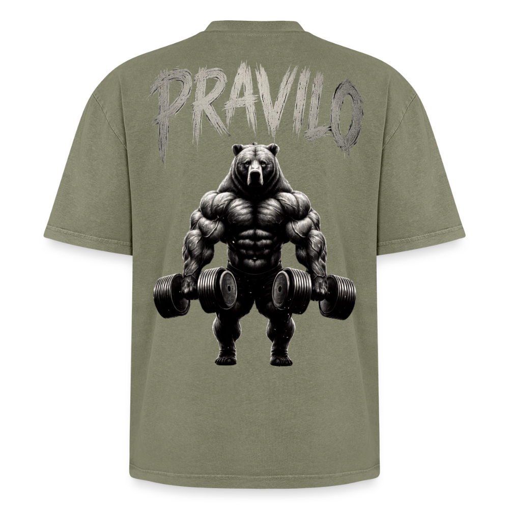Pravilo- Klaus Oversized Unisex Premium Acid-Washed T-Shirt - Grün Acid Wash